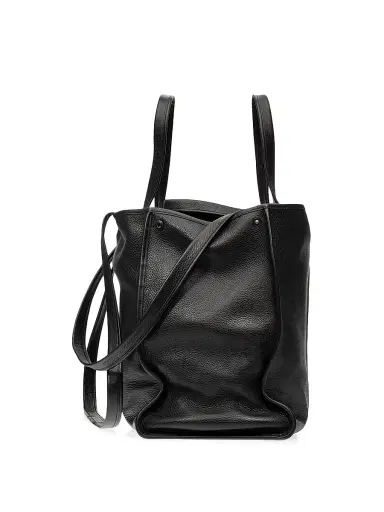 TELFAR Men's Pebbled Leather Carry Bag - Black | Thumbnail 2 TELFAR Men's Pebbled Leather Carry Bag - Black | Thumbnail 2