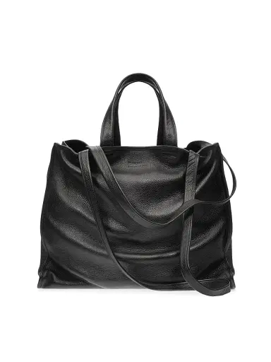 TELFAR Men's Pebbled Leather Carry Bag - Black | Thumbnail 3 TELFAR Men's Pebbled Leather Carry Bag - Black | Thumbnail 3