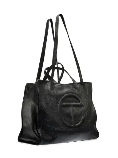TELFAR Men's Pebbled Leather Carry Bag - Black | Thumbnail 4 TELFAR Men's Pebbled Leather Carry Bag - Black | Thumbnail 4