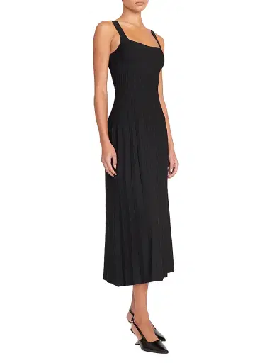 Staud Women's Ellison Knit Pleated Midi-Dress - Black - Size XL | Thumbnail 3 Staud Women's Ellison Knit Pleated Midi-Dress - Black - Size XL | Thumbnail 3