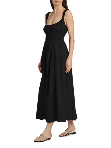 DÔEN Women's Clover Cotton Fit & Flare Midi-Dress - Black | Thumbnail 2 DÔEN Women's Clover Cotton Fit & Flare Midi-Dress - Black | Thumbnail 2
