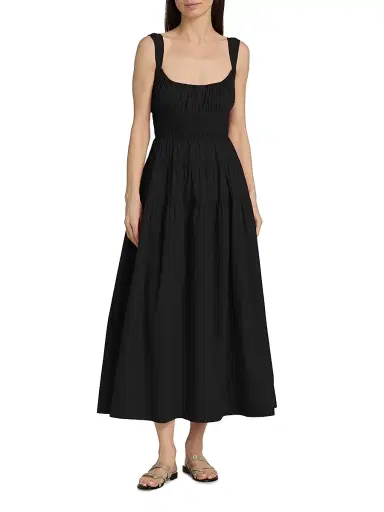 DÔEN Women's Clover Cotton Fit & Flare Midi-Dress - Black | Thumbnail 3 DÔEN Women's Clover Cotton Fit & Flare Midi-Dress - Black | Thumbnail 3