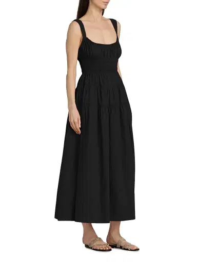 DÔEN Women's Clover Cotton Fit & Flare Midi-Dress - Black | Thumbnail 4 DÔEN Women's Clover Cotton Fit & Flare Midi-Dress - Black | Thumbnail 4