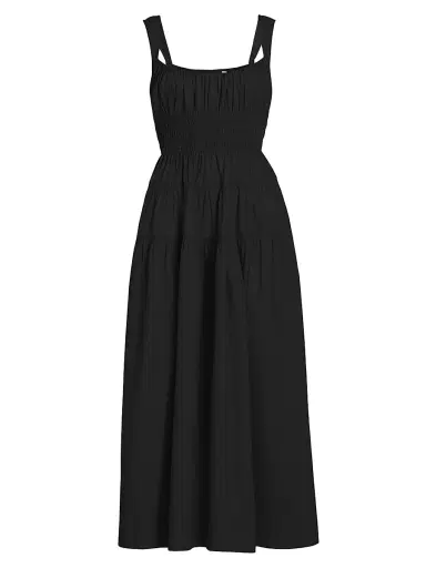 DÔEN Women's Clover Cotton Fit & Flare Midi-Dress - Black | Thumbnail 1 DÔEN Women's Clover Cotton Fit & Flare Midi-Dress - Black | Thumbnail 1