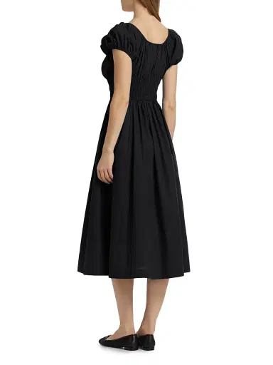 DÔEN Women's Quinn Cotton Shirred Midi-Dress - Black | Thumbnail 5 DÔEN Women's Quinn Cotton Shirred Midi-Dress - Black | Thumbnail 5