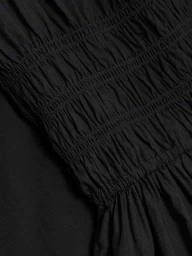 DÔEN Women's Quinn Cotton Shirred Midi-Dress - Black | Thumbnail 7 DÔEN Women's Quinn Cotton Shirred Midi-Dress - Black | Thumbnail 7