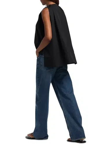 Co Women's Gathered High-Low Cotton Poplin Top | Thumbnail 2 Co Women's Gathered High-Low Cotton Poplin Top | Thumbnail 2