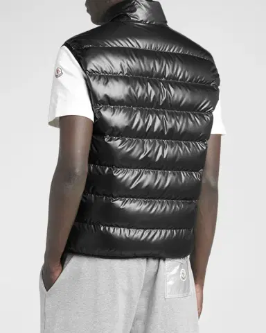 Moncler Men 's Aube Down Nylon Zip Vest | Thumbnail 3 Moncler Men 's Aube Down Nylon Zip Vest | Thumbnail 3
