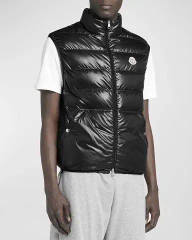 Moncler Men 's Aube Down Nylon Zip Vest | Thumbnail 4 Moncler Men 's Aube Down Nylon Zip Vest | Thumbnail 4