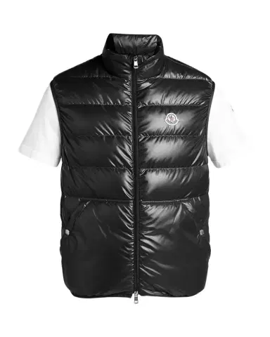 Moncler Men 's Aube Down Nylon Zip Vest | Thumbnail 1 Moncler Men 's Aube Down Nylon Zip Vest | Thumbnail 1