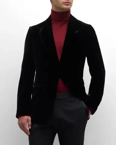 Tom Ford Men's Wool-Silk Velvet Cocktail Jacket | Thumbnail 4 Tom Ford Men's Wool-Silk Velvet Cocktail Jacket | Thumbnail 4