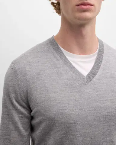 Tom Ford Men's Merino Wool V-Neck Sweater | Thumbnail 5 Tom Ford Men's Merino Wool V-Neck Sweater | Thumbnail 5