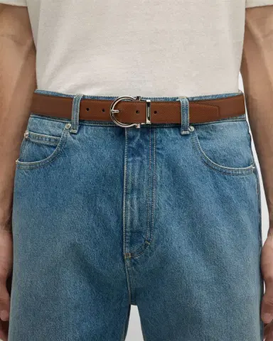 Ferragamo Men's Reversible Leather Gancio-Buckle Belt | Thumbnail 2 Ferragamo Men's Reversible Leather Gancio-Buckle Belt | Thumbnail 2