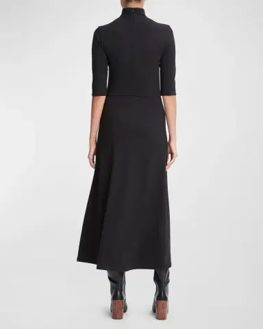 Vince Elbow-Sleeve Turtleneck Midi Dress | Thumbnail 4 Vince Elbow-Sleeve Turtleneck Midi Dress | Thumbnail 4