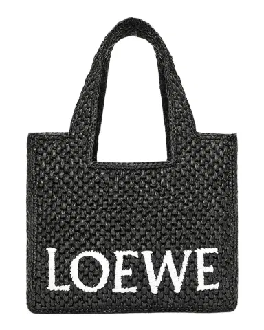 Loewe x Paula's Ibiza Font Logo Small Tote Bag in Raffia | Thumbnail 1 Loewe x Paula's Ibiza Font Logo Small Tote Bag in Raffia | Thumbnail 1