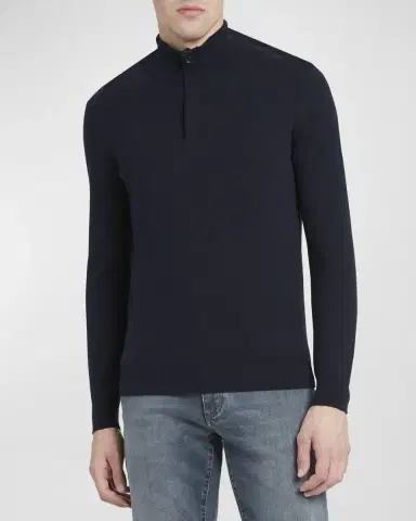 ZEGNA Men's Oasi Cashmere Zip Mock Neck Sweater | Thumbnail 4 ZEGNA Men's Oasi Cashmere Zip Mock Neck Sweater | Thumbnail 4