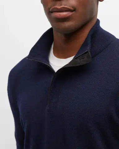 ZEGNA Men's Oasi Cashmere Zip Mock Neck Sweater | Thumbnail 5 ZEGNA Men's Oasi Cashmere Zip Mock Neck Sweater | Thumbnail 5