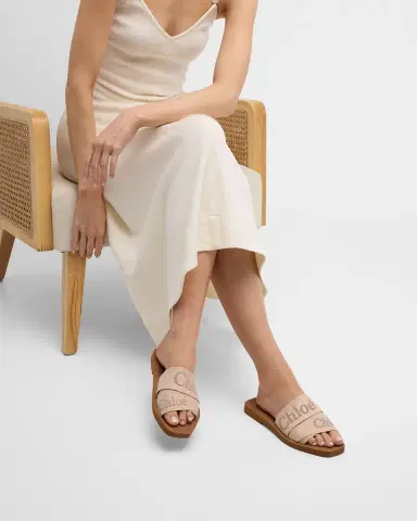 Chloé x High Summer Woody Embroidered Logo Flat Sandals | Thumbnail 2 Chloé x High Summer Woody Embroidered Logo Flat Sandals | Thumbnail 2