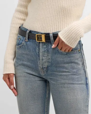 Saint Laurent YSL Buckle Leather Belt | Thumbnail 2 Saint Laurent YSL Buckle Leather Belt | Thumbnail 2