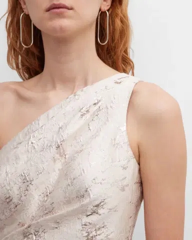 Rickie Freeman for Teri Jon Metallic Jacquard One-Shoulder Side-Ruffle Gown | Thumbnail 5 Rickie Freeman for Teri Jon Metallic Jacquard One-Shoulder Side-Ruffle Gown | Thumbnail 5
