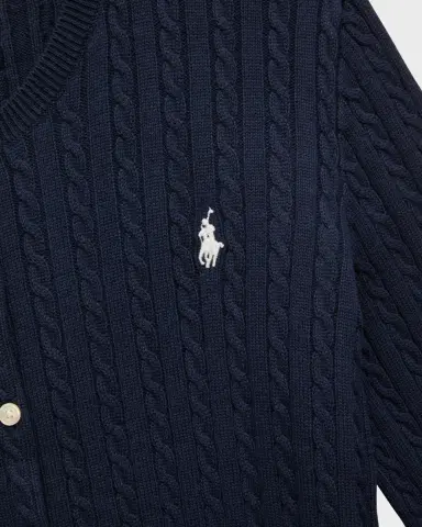 Polo Ralph Lauren Girl's Mini Cable-Knit Cardigan, Size S-XL | Thumbnail 2 Polo Ralph Lauren Girl's Mini Cable-Knit Cardigan, Size S-XL | Thumbnail 2