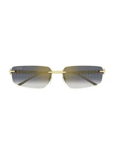 Cartier Men's Clash De 58MM Rectangular Sunglasses - Gold Grey | Thumbnail 2 Cartier Men's Clash De 58MM Rectangular Sunglasses - Gold Grey | Thumbnail 2