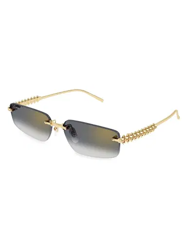 Cartier Men's Clash De 58MM Rectangular Sunglasses - Gold Grey | Thumbnail 1 Cartier Men's Clash De 58MM Rectangular Sunglasses - Gold Grey | Thumbnail 1