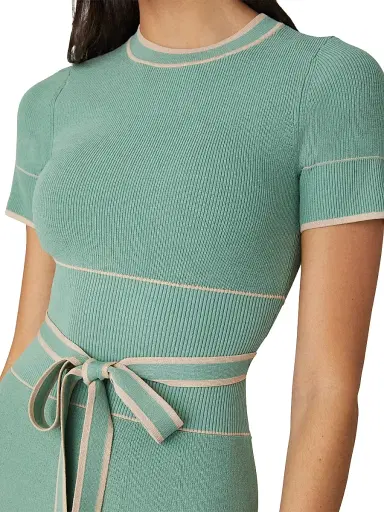 Shoshanna Women's Addison Belted Knit Dress - Pistachio Camel - Size XL | Thumbnail 5 Shoshanna Women's Addison Belted Knit Dress - Pistachio Camel - Size XL | Thumbnail 5