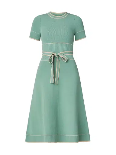 Shoshanna Women's Addison Belted Knit Dress - Pistachio Camel - Size XL | Thumbnail 1 Shoshanna Women's Addison Belted Knit Dress - Pistachio Camel - Size XL | Thumbnail 1
