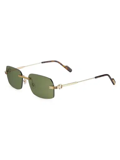 Cartier Men's Core Range 58MM Rectangular Sunglasses - Gold Green | Thumbnail 2 Cartier Men's Core Range 58MM Rectangular Sunglasses - Gold Green | Thumbnail 2