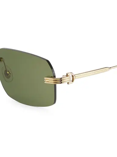 Cartier Men's Core Range 58MM Rectangular Sunglasses - Gold Green | Thumbnail 3 Cartier Men's Core Range 58MM Rectangular Sunglasses - Gold Green | Thumbnail 3