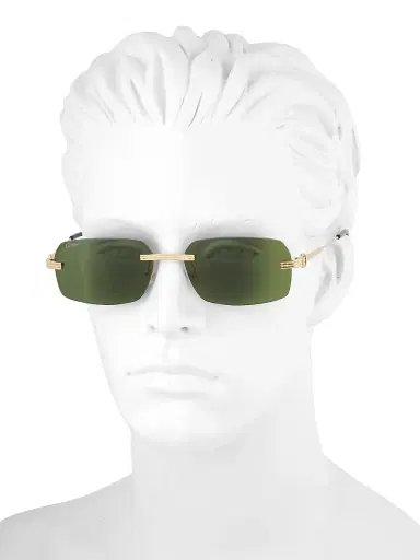 Cartier Men's Core Range 58MM Rectangular Sunglasses - Gold Green | Thumbnail 4 Cartier Men's Core Range 58MM Rectangular Sunglasses - Gold Green | Thumbnail 4