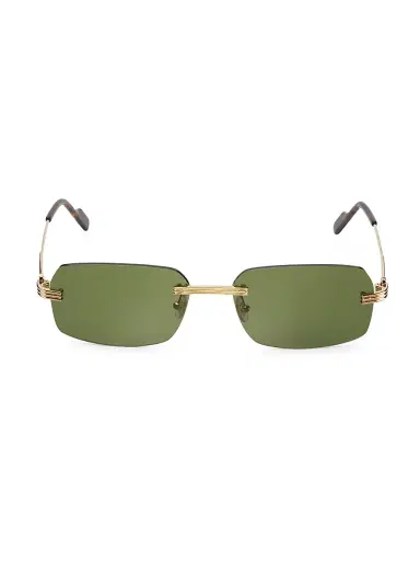 Cartier Men's Core Range 58MM Rectangular Sunglasses - Gold Green | Thumbnail 1 Cartier Men's Core Range 58MM Rectangular Sunglasses - Gold Green | Thumbnail 1