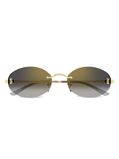 Cartier Women's Double C 55MM Oval Sunglasses - Gold Black | Thumbnail 3 Cartier Women's Double C 55MM Oval Sunglasses - Gold Black | Thumbnail 3