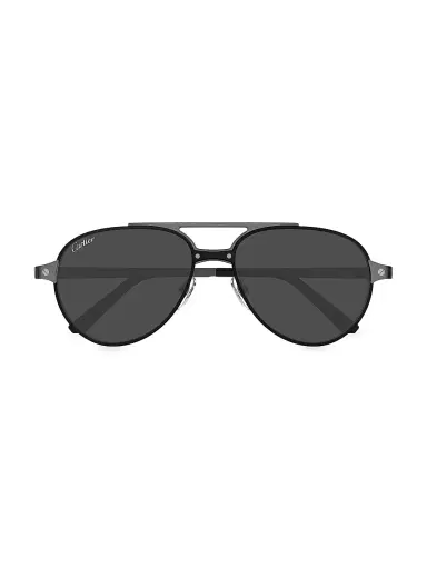 Cartier Men's Santos Classic 59MM Round Sunglasses - Dark Grey Black | Thumbnail 2 Cartier Men's Santos Classic 59MM Round Sunglasses - Dark Grey Black | Thumbnail 2