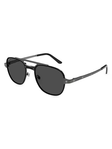 Cartier Men's Santos Classic 59MM Round Sunglasses - Dark Grey Black | Thumbnail 1 Cartier Men's Santos Classic 59MM Round Sunglasses - Dark Grey Black | Thumbnail 1
