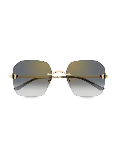 Cartier Women's Double C 55MM Geometrical Sunglasses - Gold Black | Thumbnail 3 Cartier Women's Double C 55MM Geometrical Sunglasses - Gold Black | Thumbnail 3