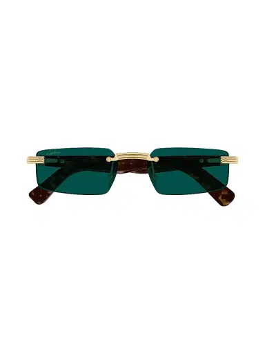 Cartier Men's Première De 55MM Rectangular Sunglasses - Gold Green | Thumbnail 2 Cartier Men's Première De 55MM Rectangular Sunglasses - Gold Green | Thumbnail 2