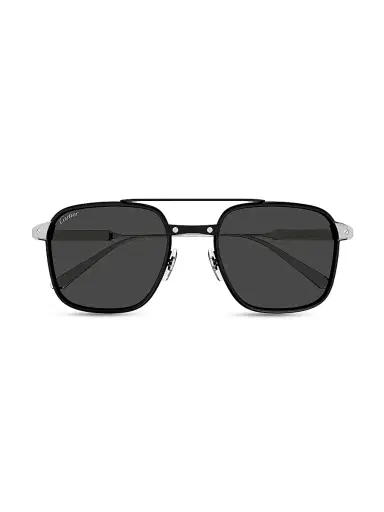 Cartier Men's Santos Light 54MM Square Sunglasses - Silver Black | Thumbnail 2 Cartier Men's Santos Light 54MM Square Sunglasses - Silver Black | Thumbnail 2
