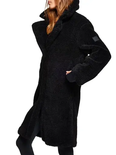 SAM. Women's Sherpa Leather-Trimmed Coat - Black | Thumbnail 3 SAM. Women's Sherpa Leather-Trimmed Coat - Black | Thumbnail 3