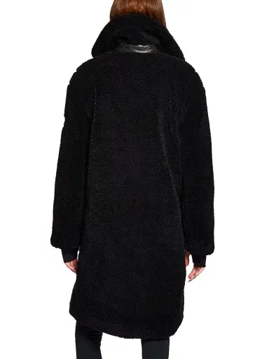 SAM. Women's Sherpa Leather-Trimmed Coat - Black | Thumbnail 4 SAM. Women's Sherpa Leather-Trimmed Coat - Black | Thumbnail 4