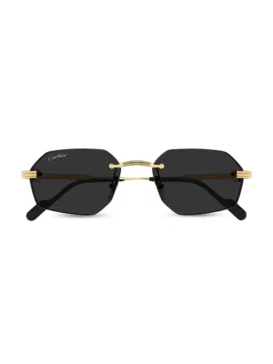 Cartier Men's Première de 54MM 24K-Gold-Plated Rimless Geometric Sunglasses - Gold Black | Thumbnail 2 Cartier Men's Première de 54MM 24K-Gold-Plated Rimless Geometric Sunglasses - Gold Black | Thumbnail 2