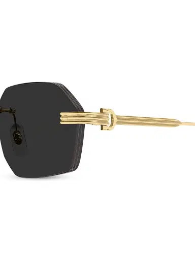 Cartier Men's Première de 54MM 24K-Gold-Plated Rimless Geometric Sunglasses - Gold Black | Thumbnail 3 Cartier Men's Première de 54MM 24K-Gold-Plated Rimless Geometric Sunglasses - Gold Black | Thumbnail 3