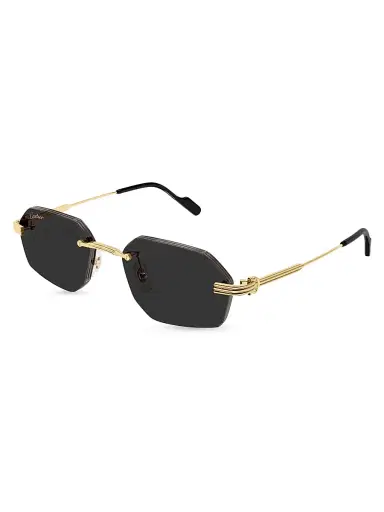 Cartier Men's Première de 54MM 24K-Gold-Plated Rimless Geometric Sunglasses - Gold Black | Thumbnail 1 Cartier Men's Première de 54MM 24K-Gold-Plated Rimless Geometric Sunglasses - Gold Black | Thumbnail 1