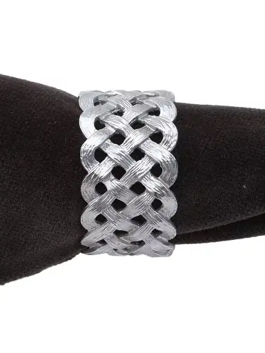 L'Objet 4-Piece Braided Napkin Ring Set - Platinum | Thumbnail 1 L'Objet 4-Piece Braided Napkin Ring Set - Platinum | Thumbnail 1