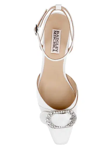 BADGLEY MISCHKA Women's Odesza 50MM Crepe Pumps - White Crepe - Size 11 | Thumbnail 4 BADGLEY MISCHKA Women's Odesza 50MM Crepe Pumps - White Crepe - Size 11 | Thumbnail 4