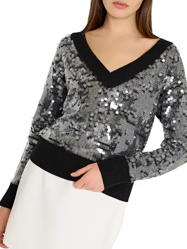 Milly Women's Ilaria Sequined V-Neck Sweater | Thumbnail 3 Milly Women's Ilaria Sequined V-Neck Sweater | Thumbnail 3