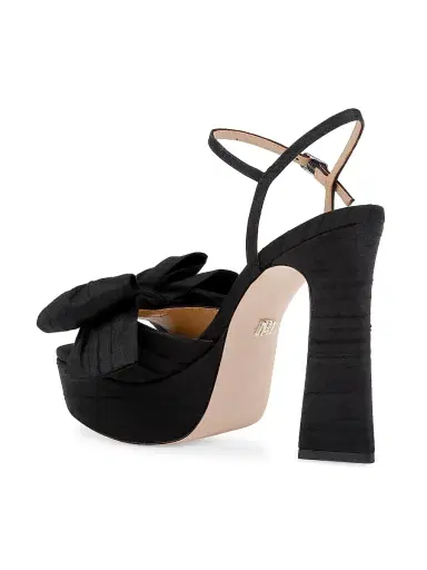BADGLEY MISCHKA Women's Oliva 85MM Silk Bow Sandals - Black Silk - Size 9 | Thumbnail 3 BADGLEY MISCHKA Women's Oliva 85MM Silk Bow Sandals - Black Silk - Size 9 | Thumbnail 3