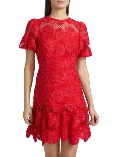 Milly Women's Yasmin Lace Minidress - Red | Thumbnail 3 Milly Women's Yasmin Lace Minidress - Red | Thumbnail 3