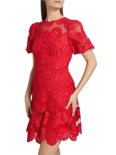 Milly Women's Yasmin Lace Minidress - Red | Thumbnail 4 Milly Women's Yasmin Lace Minidress - Red | Thumbnail 4